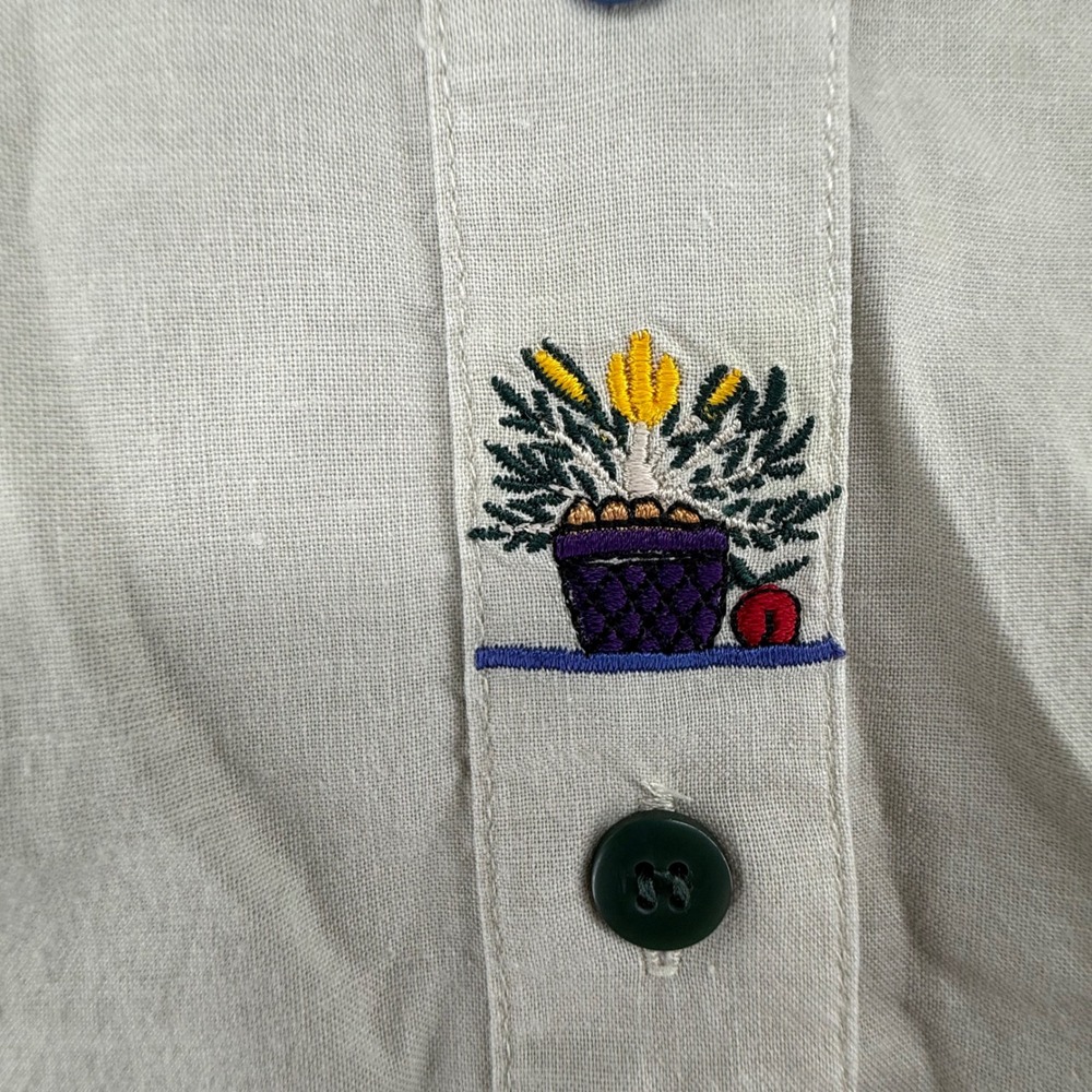Westbound Button Down Shirt Women Size P Beige Excellent Embroidered Cottagecore - Picture 5 of 15